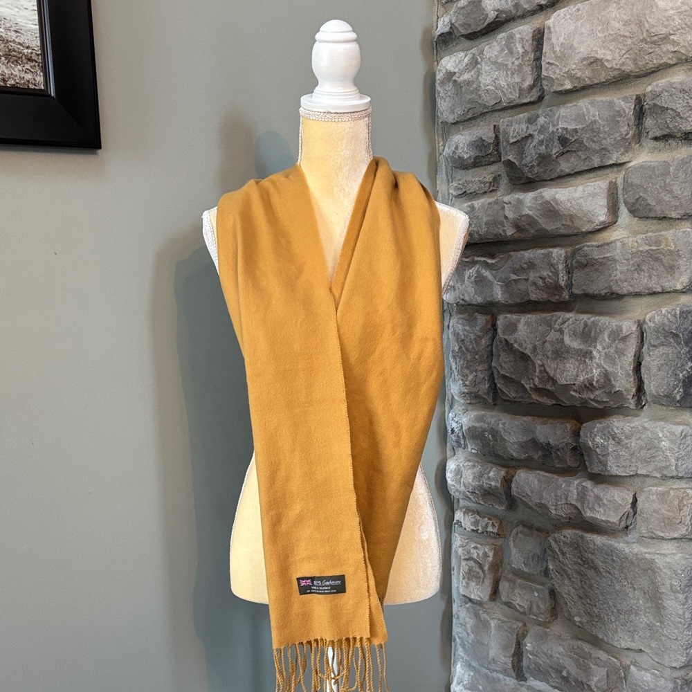 100% Cashmere Scarf, Tan, Made in Scotland